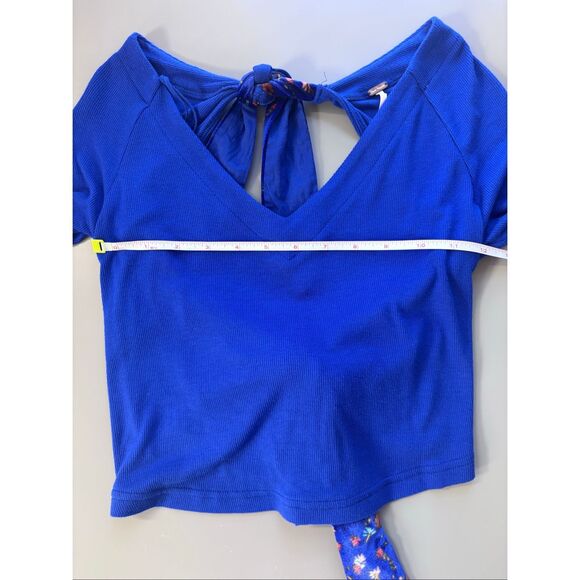 Free People Lookin Forward ribbed crop top open back Size small Blue Flame - Picture 9 of 13